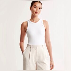 Abercrombie & Fitch White Ribbed Bodysuit